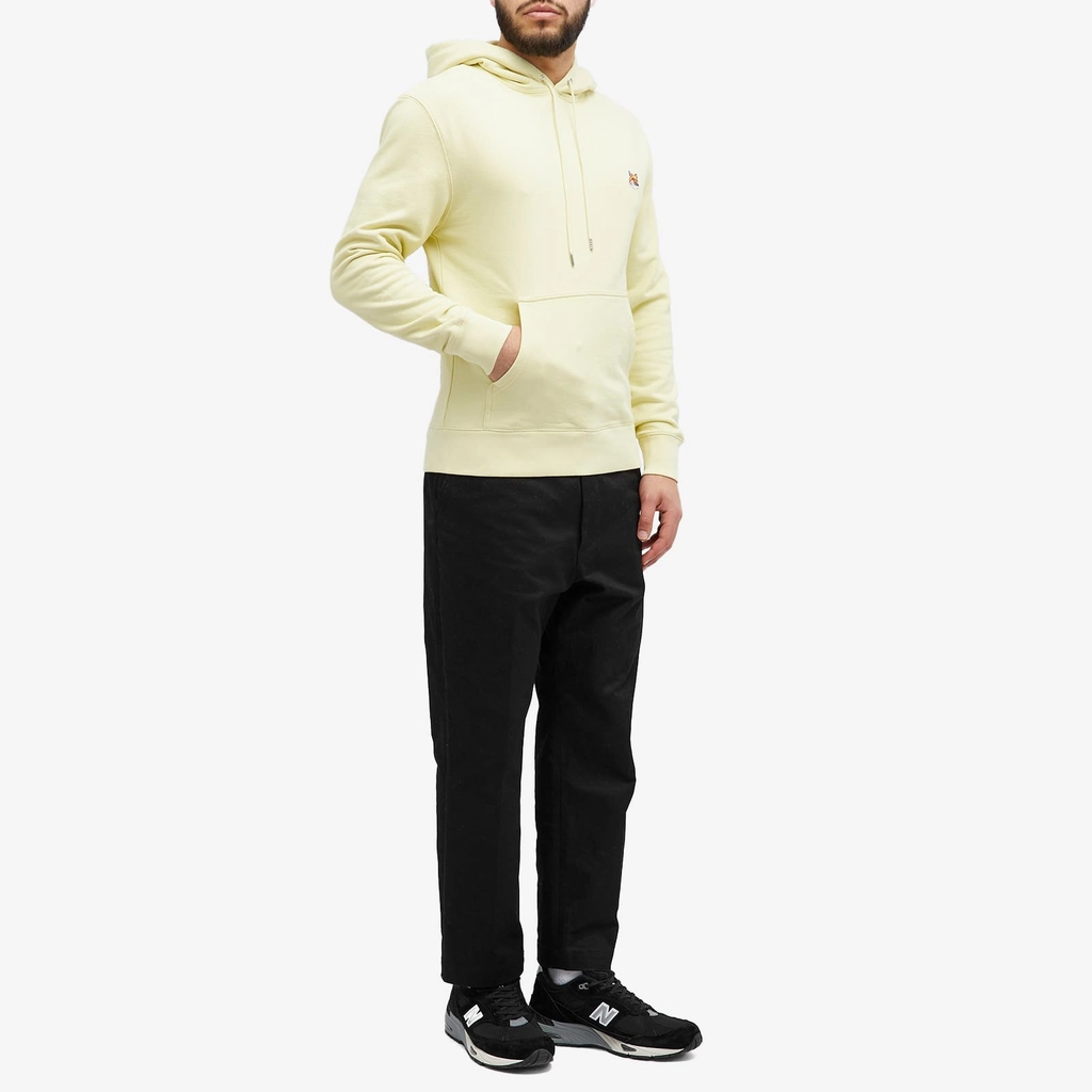 Maison Kitsune Men's Fox Head Patch Regular Hoodie Chalk Yellow